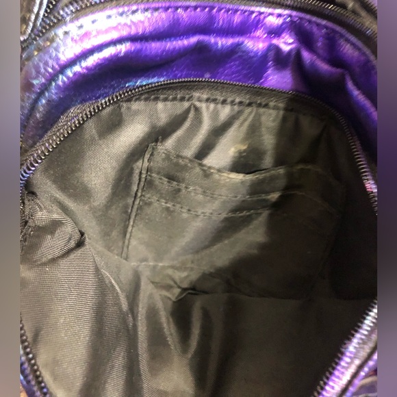 EUC Multi Sac Metallic Purple Blue Multi Colored Leather Crossbody Bag STUNNING - Picture 9 of 13